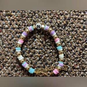 Clay bead bracelet with letter N